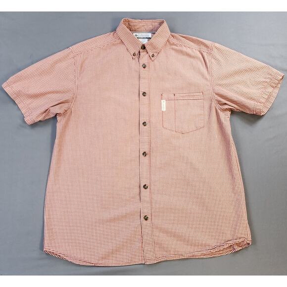 Columbia Sportswear Shirt Mens Medium Red Check Short Sleeve Button Up - Picture 1 of 12